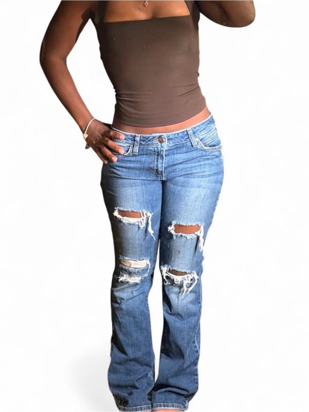 Joe's Jeans Women's Light Blue Distressed Boot Cut Jeans